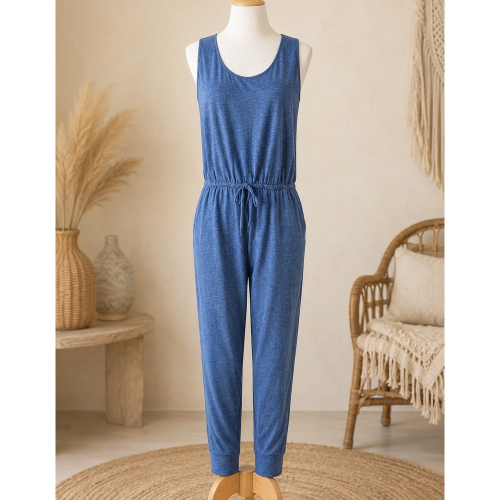 Lanston Blue Sleeveless Jumpsuit Lounge Minimalist Resortwear Revolve NWT Jumper